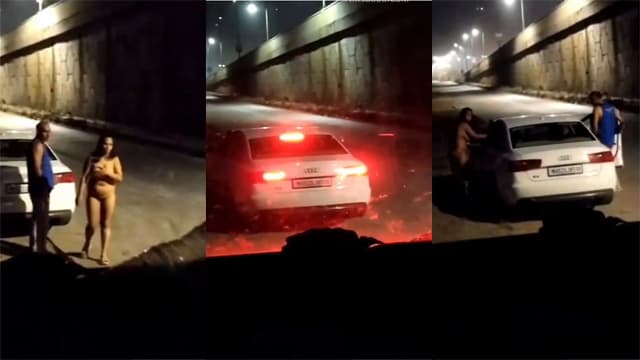 Indian Cheating Wife Driver on The Road Video Free